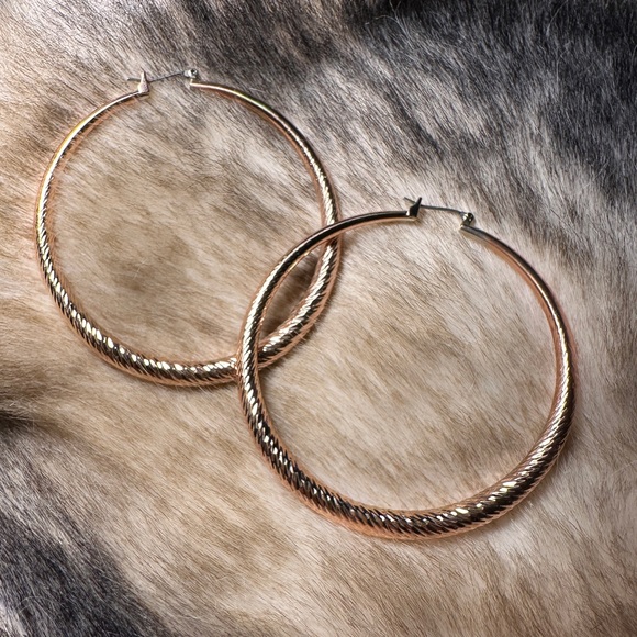 Diamond Cut Solid Polished Bronze Hoops - Picture 2 of 5
